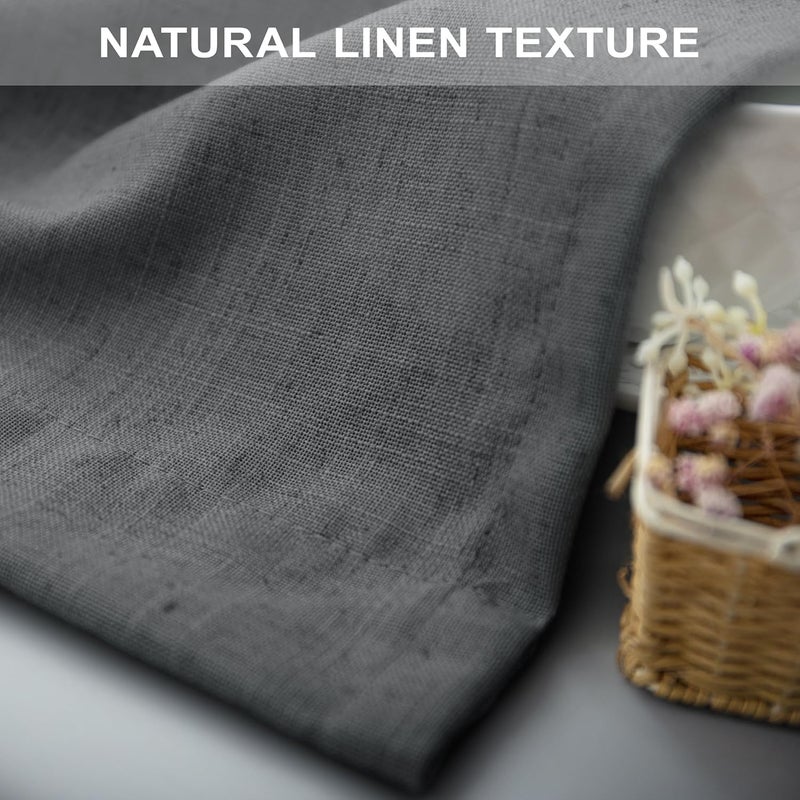 Pitalk Dark Grey Valance for Window - 18 Inch Length, Light Filtering Sheer Linen Cotton Kitchen Valance for Bathroom, Living Room, Bedroom, Small Window Curtain - Farmhouse, Charcoal Gray - Image 5